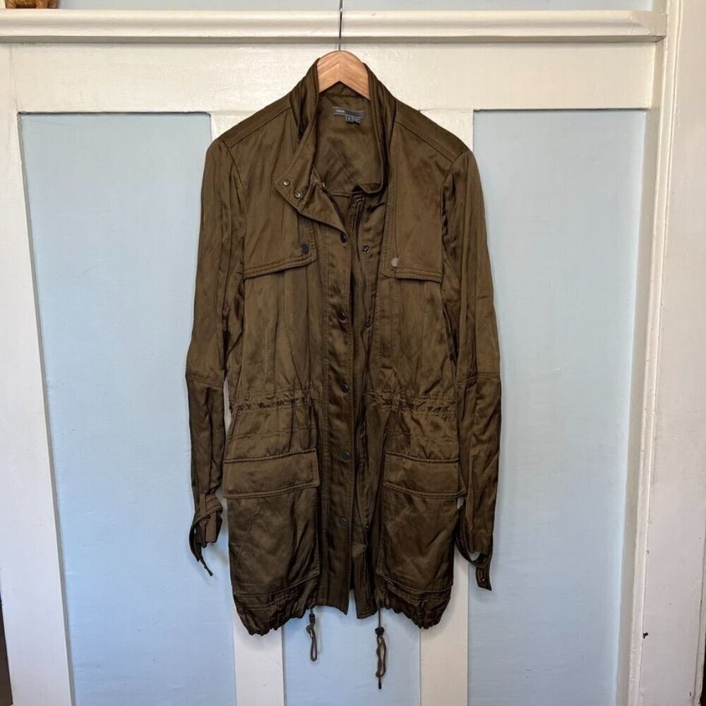 Vince Olive Green Luxe Anorak Festival Jacket sz L - Picture 3 of 15